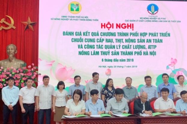 Hội nghị đánh giá kết quả chương trình phối hợp phát triển chuỗi cung cấp rau, thịt, nông sản an toàn và công tác quản lý chất lượng, ATTP nông lâm thủy sản thành phố Hà Nội 6 tháng đầu năm 2019