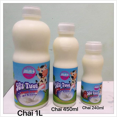 Sữa bò tươi thanh trùng Ba Xuyên loại 240 ml - Đặc sản Sóc Trăng
